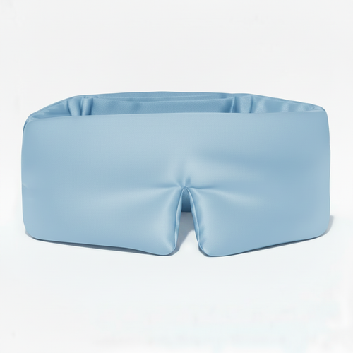 A light blue Mulberry blue Silk Sleep Mask Recoverby photographed against a clean white background.