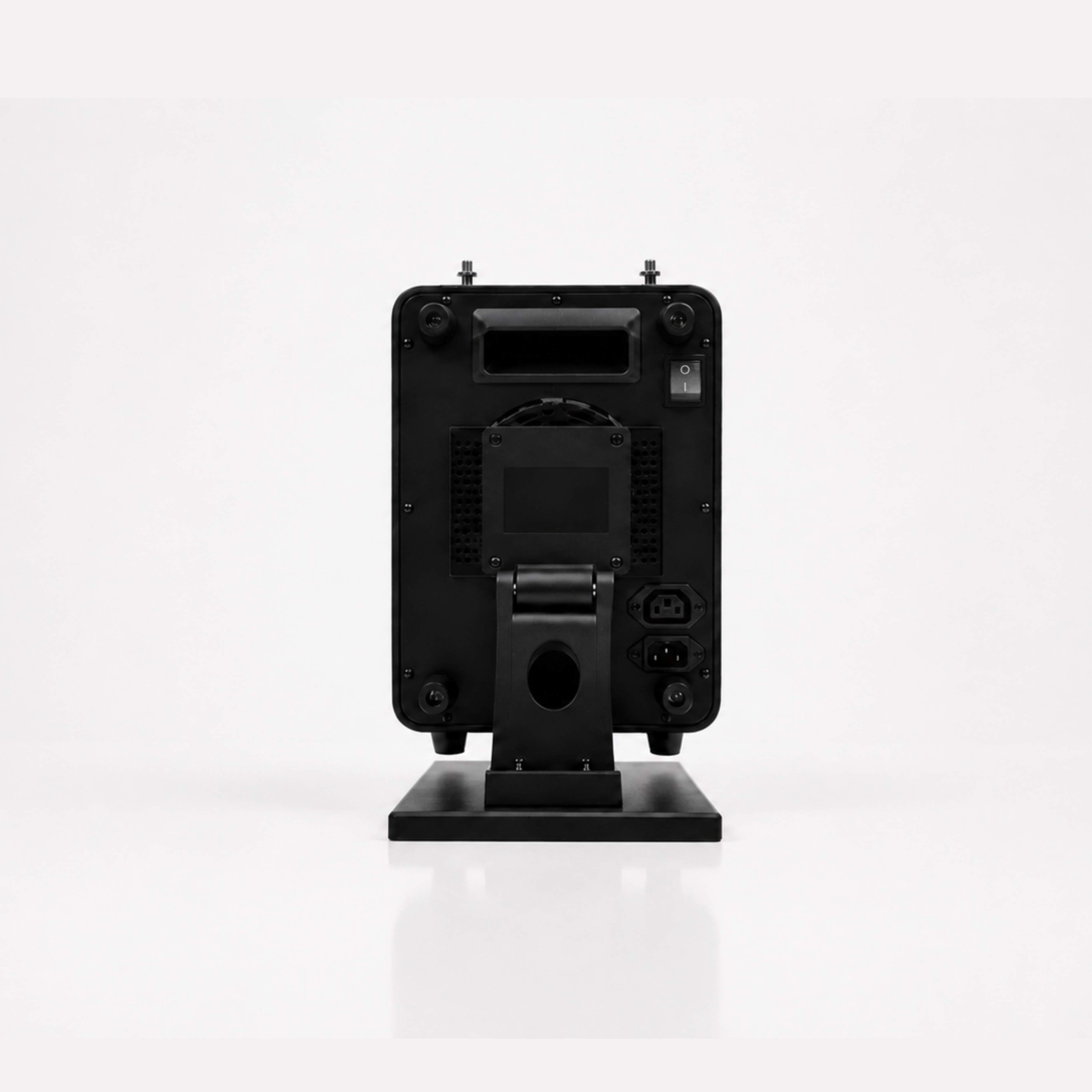 A black rectangular electronic device with a mounting base, shown from the back against a clean white studio background. red Light Panel 60 F black back